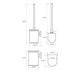 Ершик для унитаза подвесной (металл) щётка белая 9,5 см BEMETA OMEGA 104913112