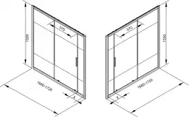 Шторка для ванны c боковой стенкой Aquanet Practic 170 см, AE10-B-170H150U-CP + AE10-F-80H150U-CP, профиль Хром, стекло С шелкографией