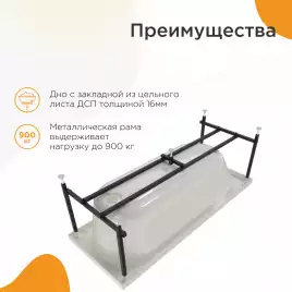 Акриловая ванна Radomir Виктория лайт 165х70 (2-01-0-0-0-272), на каркасе, белая