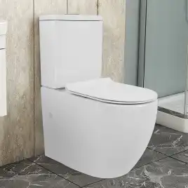 Унитаз напольный Azario CORSA AZ-2062T безободковый, смыв Торнадо, с бачком и сидением микролифт, Белый глянцевый