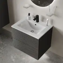 Тумба с раковиной IDDIS Bild 60, подвесная, Темно-серый, BIL60G0i95K