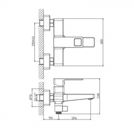 Смеситель для ванны Haiba HB60615 с коротким изливом, хром