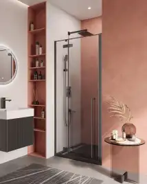 Душевая дверь CEZARES LINER-B-12-90-C-NERO-L прозрачное стекло, профиль Черный