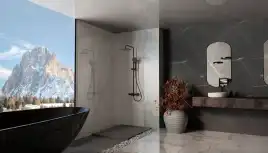 Душевая система  Vincea Rondo VSFS-1R1MB VSFS-1R1MB для ванны с изливом, черный матовый