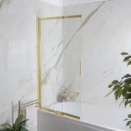Шторка на ванну AVS Слайдер Плюс 80 см профиль брашированное золото, стекло прозрачное, 803-0011-150-82-GB-T