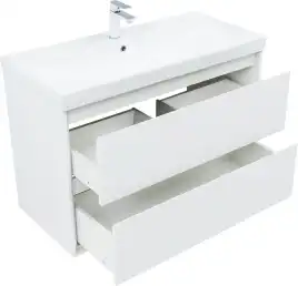 Тумба под раковину Aquanet Милан 100 белый глянец, подвесная, 336370