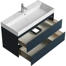 Тумба с раковиной подвесная Aqwella Geometria 100 GE01102GRM, с двумя ящиками, цвет серый
