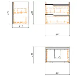Тумба с раковиной Azario KANTRI 70/2 CS00097251, подвесная с раковиной Фостер 70, белая