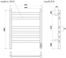 Полотенцесушитель электрический Aquanet Ponte 60х50 белый матовый