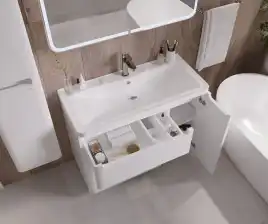 Тумба под раковину Grossman Адель 100 напольная, белая глянцевая (1010002)