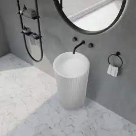 Раковина напольная ABBER STEIN 50х50х85 AS2501-H, круглая, белая матовая