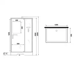 Душевая кабина Niagara Standart 120х90 ST120/90/15Q/BK низкий поддон, белый профиль, без крыши