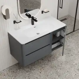 Тумба с раковиной IDDIS Edifice 100, подвесная, Темно-серый, EDI10D0i95K