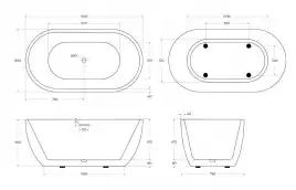 Акриловая ванна BelBagno 150х80 BB70-1500-800, отдельностоящая, Белая глянцевая