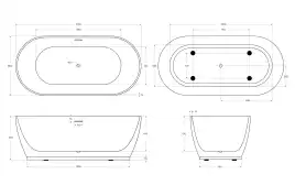 Акриловая ванна BELBAGNO 170х80 BB413-1700-800-MATT овальная, отдельностоящая, Белая матовая
