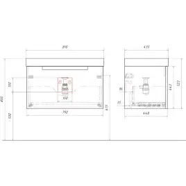 Тумба с раковиной подвесная Aqwella Vancouver 80 VAN01081, с одним ящиком, цвет белый