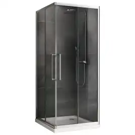 Душевой уголок ABBER Schwarzer Diamant 80х80 см, AG02080H, профиль хром, стекло прозрачное