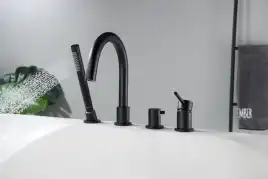 Смеситель на борт ванны Aquatek Европа AQ1348MB, однорычажный, с внутренней частью, Черный матовый