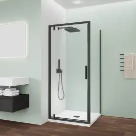 Душевой угол Veconi Ottimo P30SP B, 900х800х1900 черный матовый, стекло прозрачное