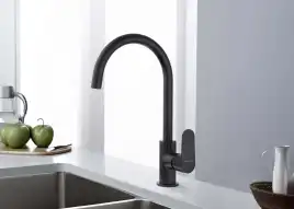 Смеситель для кухни Aquatek Оберон AQ1282MB поворотный излив, Черный матовый