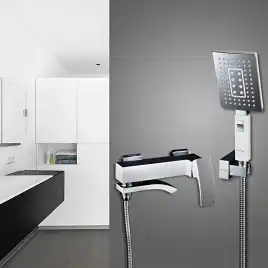 Смеситель для ванны Gappo G3207-8 с коротким изливом, Хром / Белый