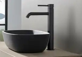 Смеситель для накладной раковины Aquatek Европа AQ1304MB, однорычажный, высокий, Черный матовый