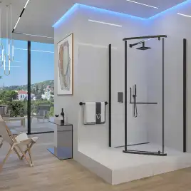 Душевой уголок Veconi Rovigo RV-36B 80х80х195, профиль Черный, стекло прозрачное (RV36B-80-01-C5)