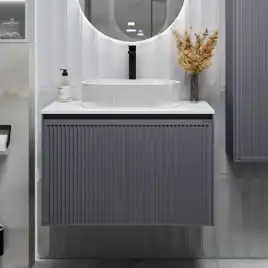 Тумба под раковину Grossman Кристалл 80 подвесная, графит матовый (108043)