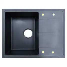 Кухонная мойка AZARIO Tavas 620х480х197 кварцевая, прямоугольная, цвет Черный: CS000976724