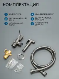 Гигиенический душ со смесителем AVS Pulse 811-031-GM, оружейная сталь
