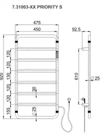 Полотенцесушитель электрический Allen Brau Priority 920х475 7.31003-GB золото брашированное