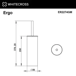 Ершик для унитаза Whitecross ERGO gunmetal, ER2274GM, Оружейная сталь