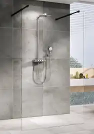 Душевая перегородка Abber Immer Offen 120 см, AG68120B8, профиль Черный, стекло Прозрачное