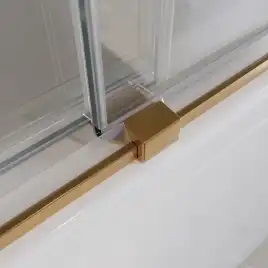 Душевая шторка на ванну CEZARES TANDEM-SOFT-VF-2-180/145-C-BORO-IV стекло Прозрачное, профиль Брашированное золото