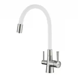 Смеситель для кухни Lemark Comfort LM3075BN-White с подключением к фильтру с питьевой водой, Никель