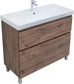 Тумба под раковину Aquanet Алвита New 100 напольная, дуб веллингтон табак, 344130