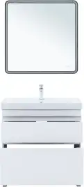 Тумба под раковину Aquanet Слим 80 напольная, белый сатин, 346044