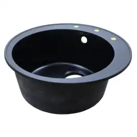 Кухонная мойка AZARIO Sivas 480х480х197 кварцевая, круглая, цвет Черный: CS00097657