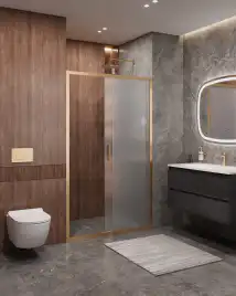 Душевая дверь CEZARES MOLVENO-BF-1-120-P-BORO стекло Матовое рифленая, профиль Брашированное золото