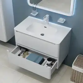 Тумба с раковиной IDDIS Edifice 80, подвесная, Белая, EDI80W0i95K