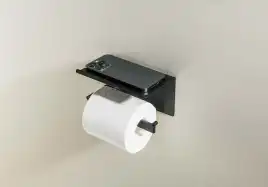 Держатель туалетной бумаги Aquatek Либра AQ4929MB с полкой, Черный матовый