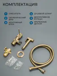 Гигиенический душ со смесителем AVS Pulse 811-031-BG, брашированное золото