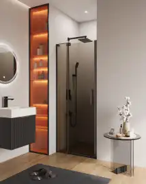 Душевая дверь в нишу CEZARES SLIDER-B-1-70/80-BR-NERO стекло Tонированная бронза, профиль Черный