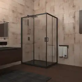 Душевой уголок Veconi Rovigo RV-14 100х80х195, профиль Черный, стекло прозрачное (RV14-10080-01-C5)