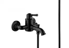 Смеситель для ванны Aquatek Классик AQ1549MB, однорычажный, с коротким изливом, Черный матовый