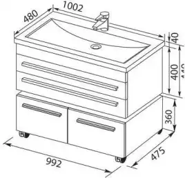 Тумба под раковину Aquanet Верона 100 белый (подвесная 2 ящика) 175382