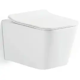 Унитаз подвесной CeramaLux 5170, безободковый с сиденьем микролифт Белый