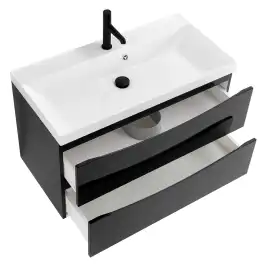 Тумба под раковину BelBagno MARINO-800-2C-SO-NL-P подвесная Nero Lucido