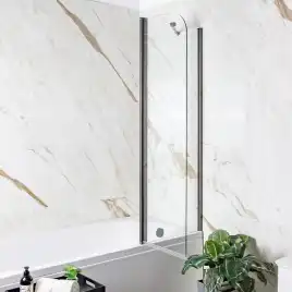 Шторка на ванну AVS Асти Дуо 100 см правая профиль оружейная сталь, прозрачное стекло, 803-0016-150-5545R-WS-T