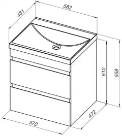 Тумба под раковину Aquanet Нота New 58 2 ящика, белый глянец 335417